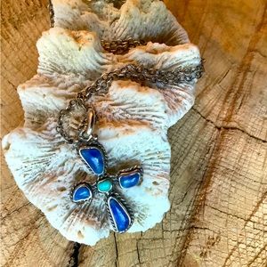 Petit sterling lapis cross necklace